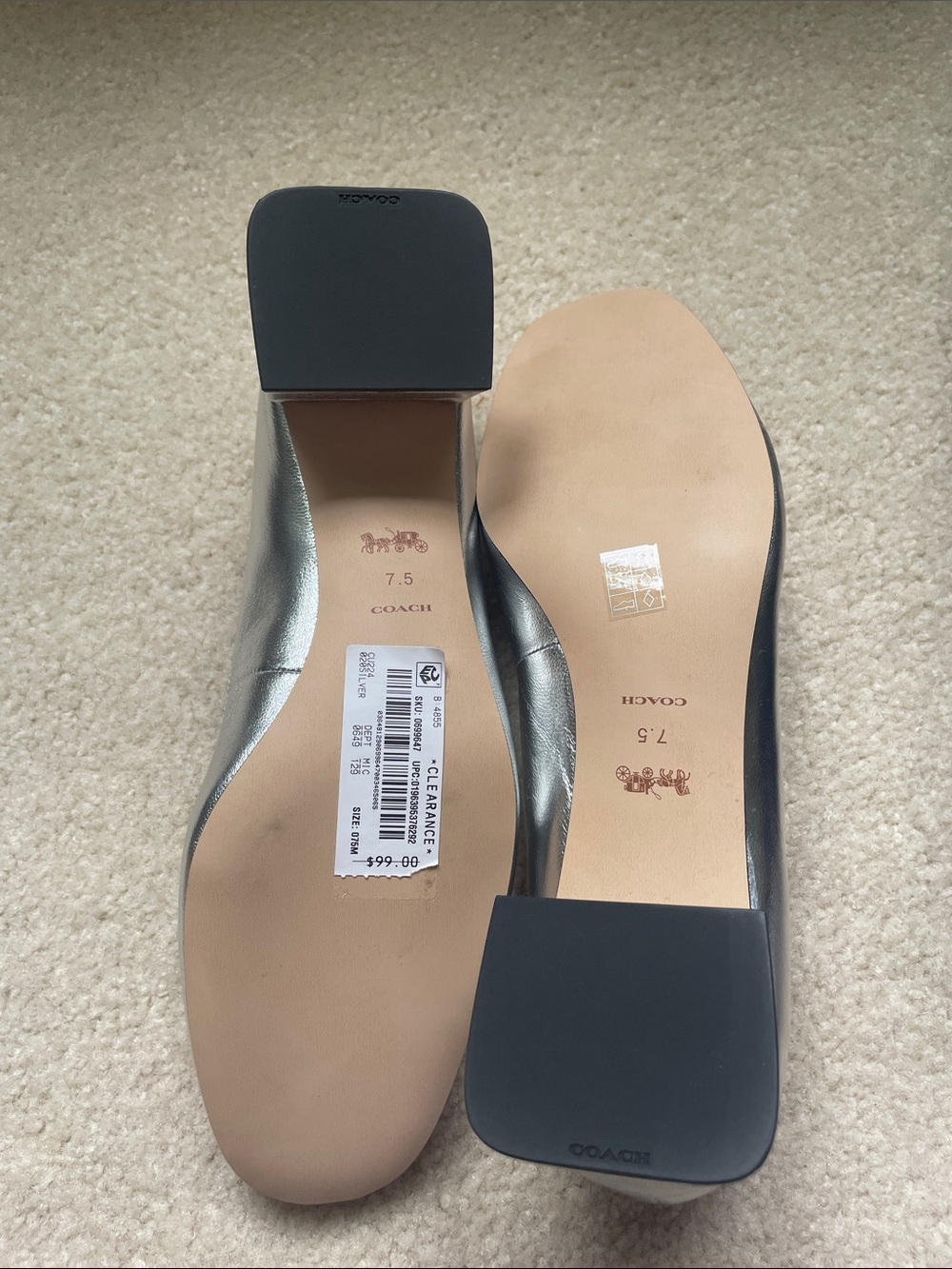 Coach Metallic Silver Ballet Flats with Bow Accent NEW! Never worn! - Picture 3 of 9